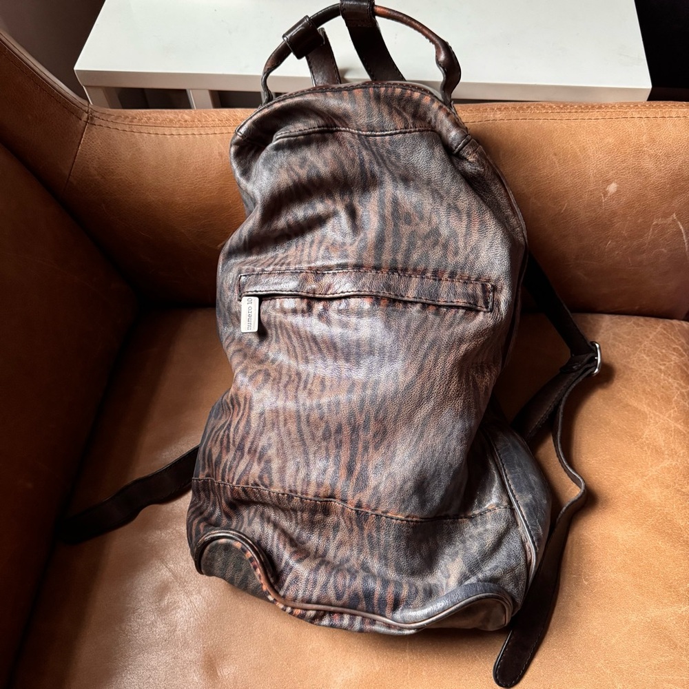 Numero 10 animal print leopard leather backpack Made in Italy designer luxury